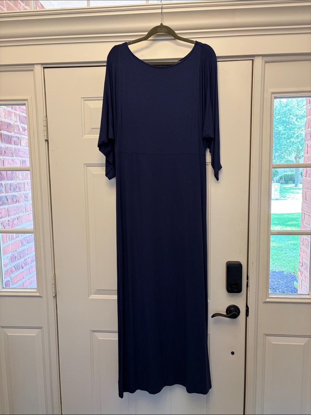Ann Taylor Dark Blue Women’s Maxi Dress - Classic Scoop Neck, Dolman Sleeves